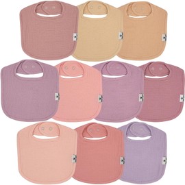 DiaperSquad's 10-Pack Baby Bibs for Drooling and Teething, Bibs for Boys, Baby Girl - Solid Cotton Baby Drool Bibs (Girly Solids Traditional -100% Muslin)