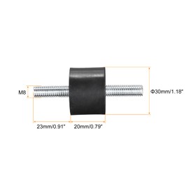 sourcing map M8x23mm Rubber Mounts, 6pcs Anti Vibration Isolator Studs Shock Absorber Male for Air Compressors, Garage Motor, Diesel Engines, 30x20mm