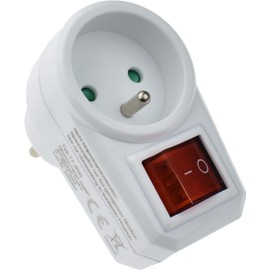 2 Socket Adapters with Switch Colour White 16 A 230 V 3680 W