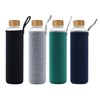 sunkey 32 oz Glass Water Bottle with Time Marker Bamboo
