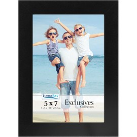 Icona Bay 5x7 Black Picture Frame, Sturdy Wood Composite Photo Frame 5 x 7, Sleek Design, Table Top or Wall Mount, Exclusives Collection