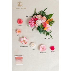 TINGE TIME 13 Inch Summer Wedding Bouquets for Bride, Bridal Bouquet for Bride, Artificial Silk Orchid for Graduation Bouquet, Fake Flowers for Wedding Ceremony and Anniversary (Tropical)