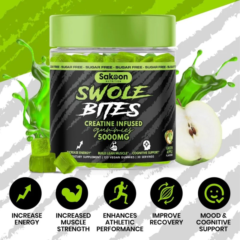Gomitas Creatina Monohidratada Sakoon Nutrition Manzana Verde x120