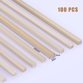 SAVITA Wooden Sticks for Crafts, 60 Pieces 300 x 3 x 3 mm/12 x 1/8 x 1/8 Inch Wooden Sticks Square Untreated Wooden Strips for Craft and DIY Projects