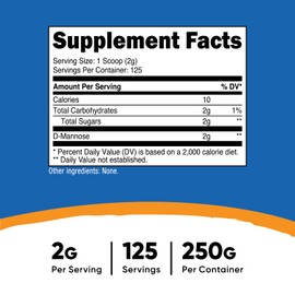 Nutricost Nutricost D-Mannose Powder 250 Grams - Non-GMO and Gluten Free