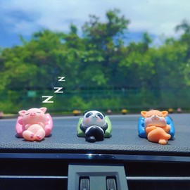Small Sofa Animals Ornament Dashboard Decorations, Cute Car Accessories Interior Dashboard Accessories, Panda Dog Pig Car Dash Decor for Women/Men
