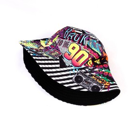 JAZTAKU Unisex Bucket Hat Retro 80s 90s Foldable Hat for Women Men Travel Outdoor Fisherman's Caps