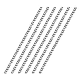 sourcing map 5mm x 150mm 304 Stainless Steel Solid Round Rod for DIY Craft - 6pcs