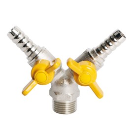 Aopin 3 Way Ball Valve Brass G 1/2" Male x 11mm / 9/20" Hose Barb 2 Switch Brass Y Shaped Valve Shut Off for Water, Oil and Gas Fluid, Ball Valve with Vinyl Handle 1 Pcs