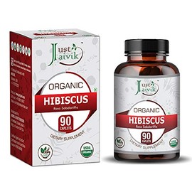 Just Jaivik 100% Organic & Pure Hibiscus (Rosa Sabdariffa) Tablets As Dietary Supplements - 750mg (90 Tablets) | Detoxification | Cardiac Health*