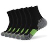 WANDER Men's Athletic Ankle Socks 6 Pairs Running Socks for Sport Low Cut Cycling Socks 6-9/10-12/12-14 (Black Green, Shoe Size: 12-14)