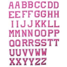 J.CARP 52Pcs Pink Alphabet A to Z Patches, Iron on Sew on Letters for Clothing, Hats, Shoes, Backpacks, Handbags, Jeans, Jackets etc.