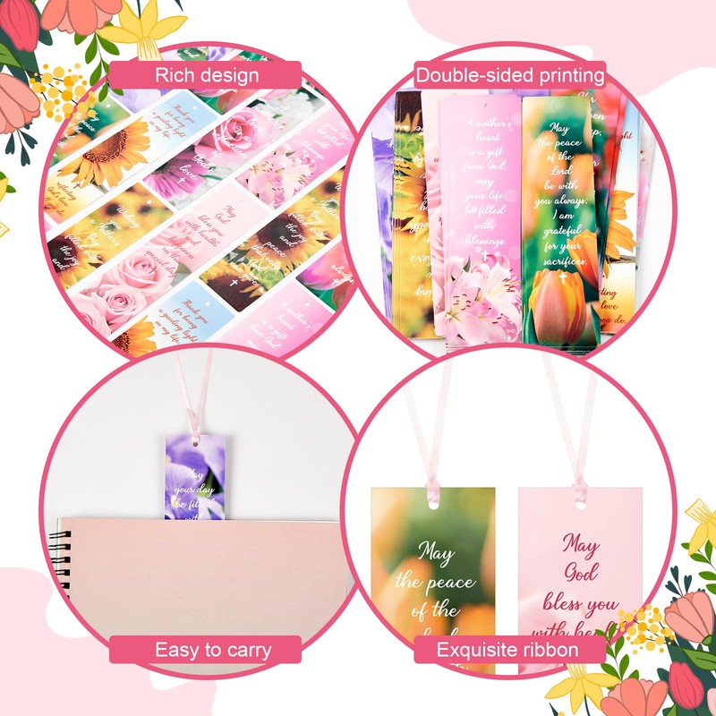 Skyygemm 100 Pcs Happy Mother's Day Bible Verses Bookmarks Bulk