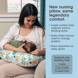 Boppy New Nursing Pillow – Colorful Forest Animals – Larger, More Supportive Pillow for Breastfeeding & Bottle Feeding – Firmer Fill, Higher Lift, Larger Area Than Original Nursing Pillow