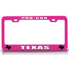 Customola PRO Gun Texas Texas Map Style Steel Metal License Plate Frame Pn # 45