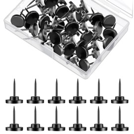 Push Pin 30 Pcs, Metal Thumb Tacks for Wall Hanging Pictures, Wall Pins for Board Posters Bulletin Maps, Black Decorative Push Pins for Home, Office