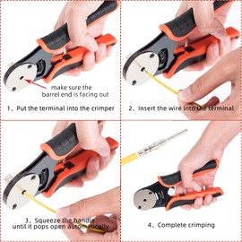 GIANNEER Deutsch Crimp Tool Closed Barrel Crimper 4 Way Indent 8 Impression Type Pin Crimping Tool for Deutsch Connector 14, 16, 18 AWG