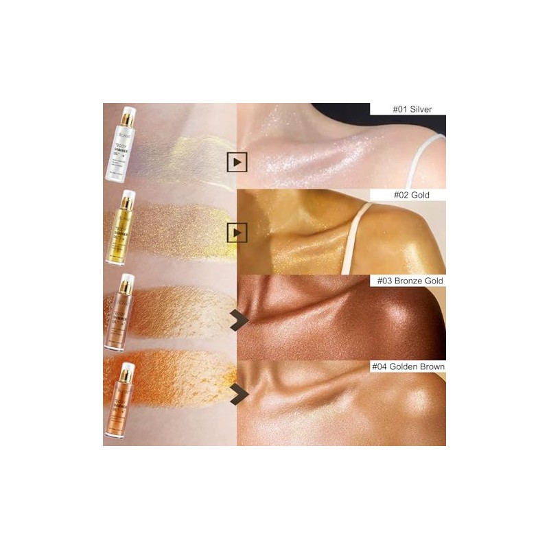 UCANBEMAKEUP - Aceite corporal iluminador 100 ml, hidratante de larga