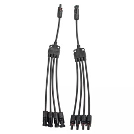 Cahuczlhoz Solar Panel Y Branch Cable Connection Adapter Connector Extension Waterproof USA - 1 to 4 MC4 Connector