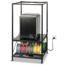 3D Printer Stand with Filament Storage - Heavy Duty 2-Tier 3D Printer Table Rack with Storage Shelf for Spools, Tools, and Accessories - for Home, Workshop, Studio (Black Medium)