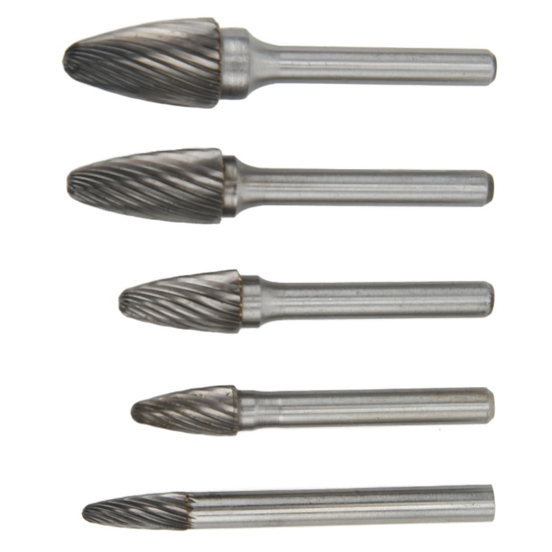 5pcs Carbide Burrs Single Cut Rotary File with 6mm/0.24in Shank