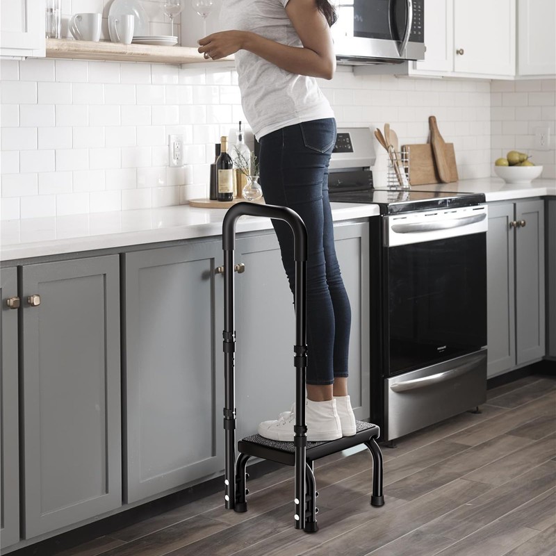WHOMEC Step Stool with Handle for Elderly-Bed Stools with Adjustable