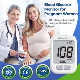 GT-600 Glucose Monitor for Pregnancy & Seniors, 100 Strips & Safety Lancets