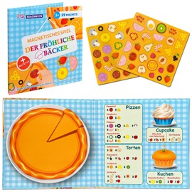MAGNIKON Magnetic Game Cheerful Baker 59 Magnets, Game for Travel, Activity Children's Restaurant, Playful Learning to Count, Play Kitchen to Take, Montessori Toy from 3 Years