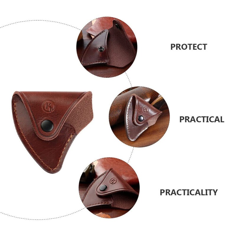 TEAMWILL 1pc Durable Leather Axe Holster Hatchet Head Cover Axe