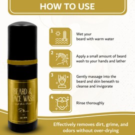 Haute Barber Beard Wash and Face Wash, Men’s Beard Grooming and Care, Nourishing Beard Wash for Growth and Cleanliness, Chemical-Free Gentle Beard and Face Cleanser for Men (2 oz)