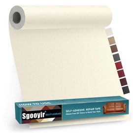 Sgooyir Leather Repair Patch Tape Kit, 16" x 30" Self Adhesive Leather Repair Patch for Furniture, Vinyl Leather Repair Kit for Car Seat, Chairs, Couch, Sofa, Boat Creamy White