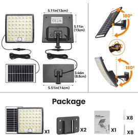 SENDALE Solarlampen für Außen,184 LED Kaltweiß Solarleuchten,IP65 Wasserdicht Solarlampen für Außen mit Bewegungsmelder für Terrasse, Hof, Garage