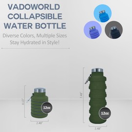 vadoworld Collapsible Water Bottles 17oz, Odorless BPA-Free Silicone, Leak-Proof Foldable Reusable Bottle - Perfect for Travel Sports Gym Hiking Camping Cycling - Light Taupe