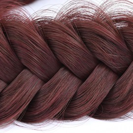 BOBIYA Messy Wide 2 Strand Synthetic Hair Braided Headband Classic Chunky Plaited Hair Headband (Dark Burgundy Brown)