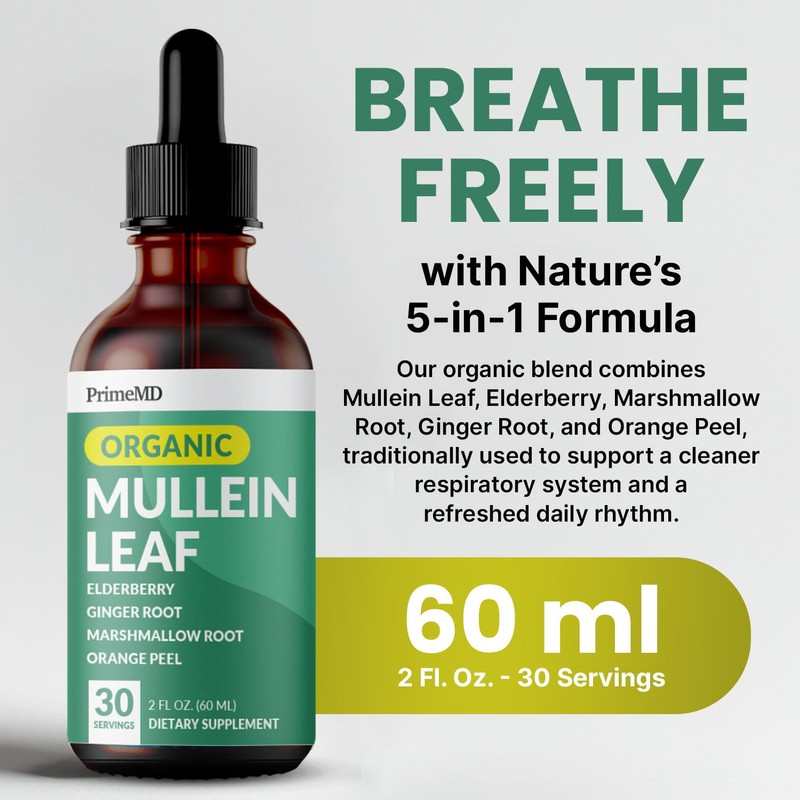 5-in-1 Mullein Drops for Lungs and Bronchial - Respiratory Lung