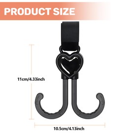 QOWUXHZ Pack of 2 Pushchair Hooks, Heart-Shaped Velcro Hooks, Pram for Changing Bag, Handbags, Hanging Bags, Backpacks, Purses, Pram Accessories, Universal Fit