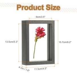 sourcing map Wooden Pressed Flower Frame Handmade, 4.5x6 Inch Rectangle Floating Picture Frame Double Glass for Artwork Photo Tabletop Display, Black