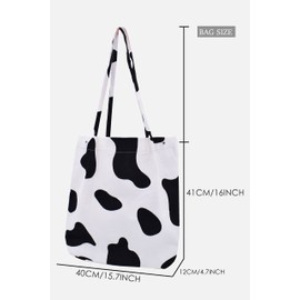 Women's Handbag Corduroy Shopper Cord Tote Bag for Books Travel Everyday School Work Shopping Bag for Girls, cow