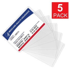 EEZBUY 5-Pack Medicare Holder Protector Sleeves Clear PVC For Credit Card Business Card - 5 Pack