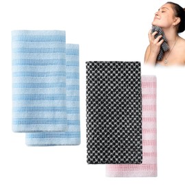 Anmahe 4 Pieces Exfoliating Towel,Exfoliating Shower Towel,Exfoliating Antibacterial Shower Towel,Japanese Exfoliating Towel,Suitable for Body Cleaning Dirt and Massage(Blue,Black,Pink)