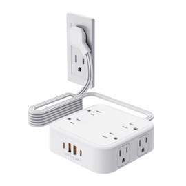 FANDBO 12 en 1 Regleta Multicontacto Extension USB, con 8 Salidas CA y 4 Puertos USB (2 USB C), Enchufe/Conector Multiple, 1.5M Extension Electrica, para Dormitorio, Casa, Dorm, Oficin (Blanco)