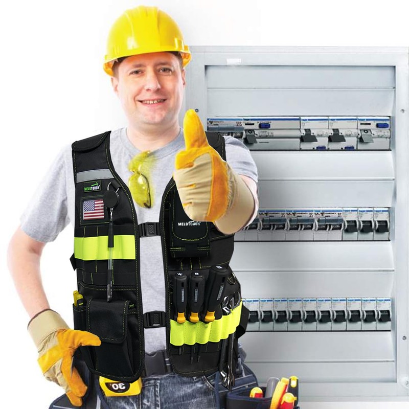 MELOTOUGH Tool Vest for Men Reflective Safety Tool Vest with