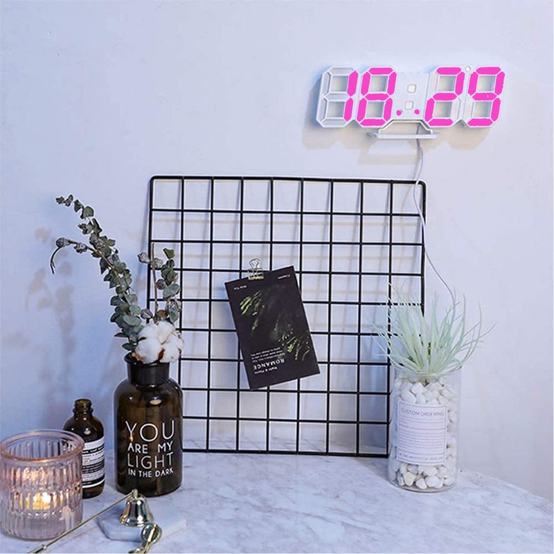 DSLIHA 3D Digital Alarm Clock for Bedrooms, LED Desk USB