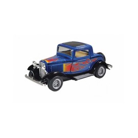 Playmaker Toys 1932 Ford 3 Window Coupe with Flames Car Vehicle Toy, 5-inch Length, Kids Interactive Play Toys