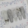 Metal Wave Handmade Nail Tips - Oval XL / 메탈