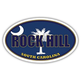 Rock Hill City South Carolina State Flag | SC Flag York County Oval State Colors Bumper Sticker Car Decal 3x5 inches