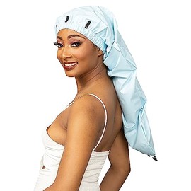 Esha Gorro Ducha Niña Cabello Extra Largo Trenzas Rastas Rizos Resistente Agua Ajuste Perfecto Que Evita Fugas Fácil Abrochar Azul Claro
