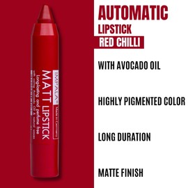 Impala - Automatic Rotating Matt lipstick Chili Red Colour No. 01| Long-Lasting Matte Lipstick | Moisturizing Lipstick | Creamy Texture Lipstick with Balm Effect
