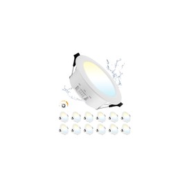 Grebeam LED Spotlights Dimmable 7 W LED Recessed Spotlights 230 V Dimmable Warm White Neutral White Cool White IP44 Ceiling Spotlights for Bathroom Kitchen Living Room Diameter 75-90 mm Hole Set of 12