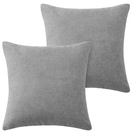 Hafaa Cushion Covers 45 x 45 cm Pack of 2 Silver Covers Decorative Stripe Throw Pillow Cases Soft & Fluffy with Invisible Zipper for Living Room Bed and Couch (18x18 Inch)